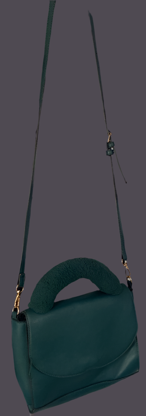 Green Fur Handle Crossbody Purse