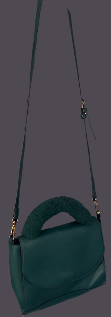 Green Fur Handle Crossbody Purse
