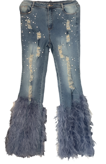 Pearly Fur Belle Bottom Jeans