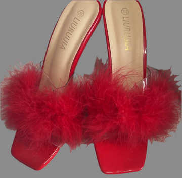 Faux Fur Red Heels!