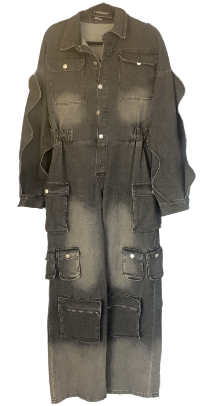 Black Denim Jumpsuit