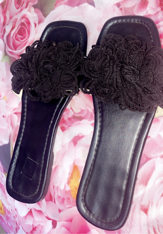 Black Flower Child Sandals
