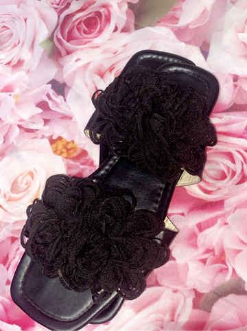 Black Flower Child Sandals