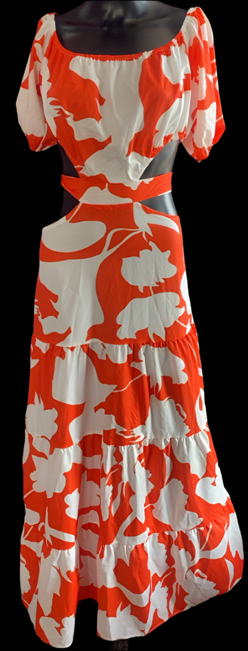 Sexy Red& White Floral Dress