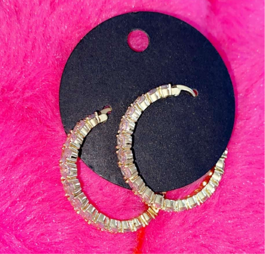 Gold Platted Diamond Hoops