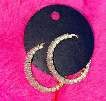 Gold Platted Diamond Hoops